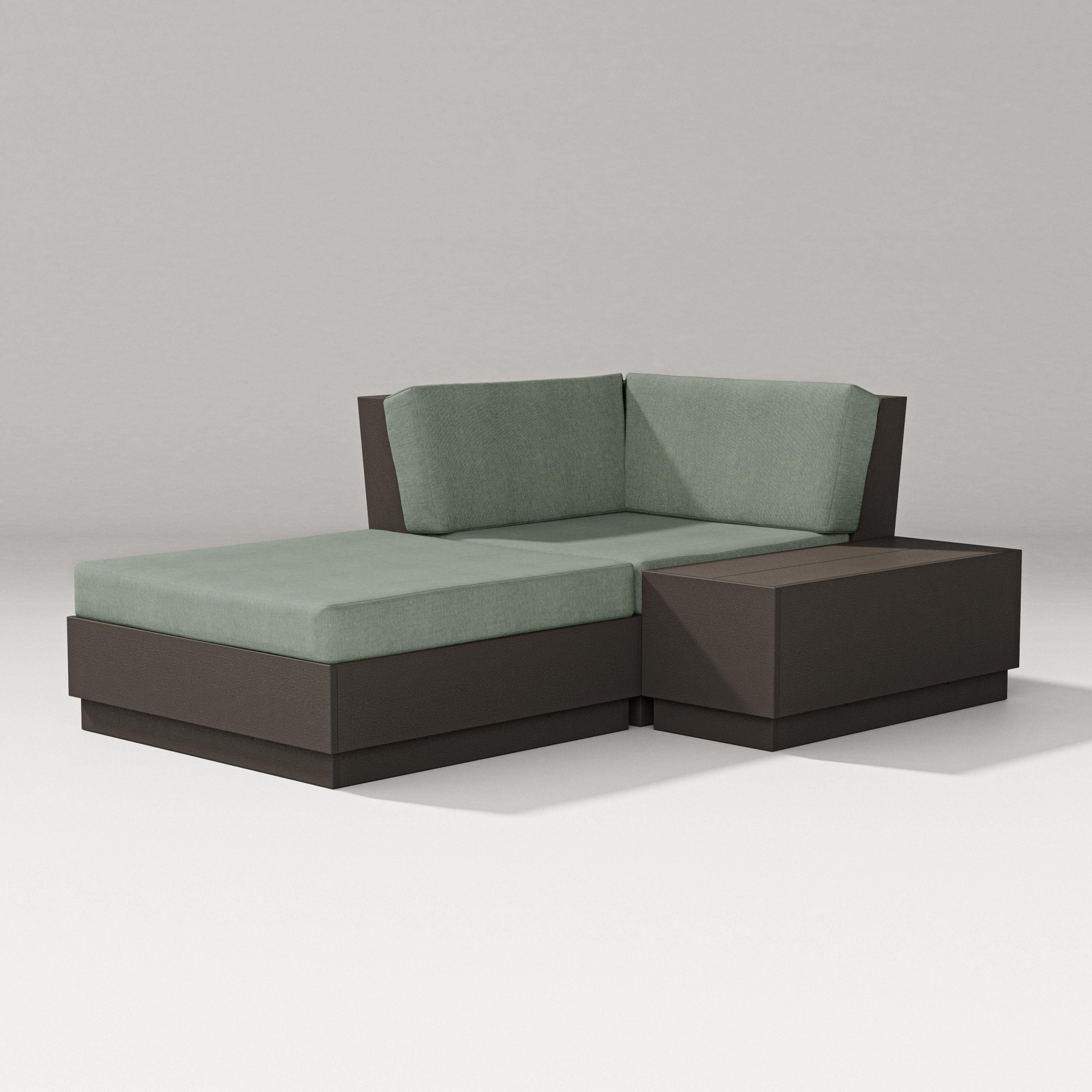 PW Designer Series Elevate Corner Chaise in Vintage Coffee / Cast Sage