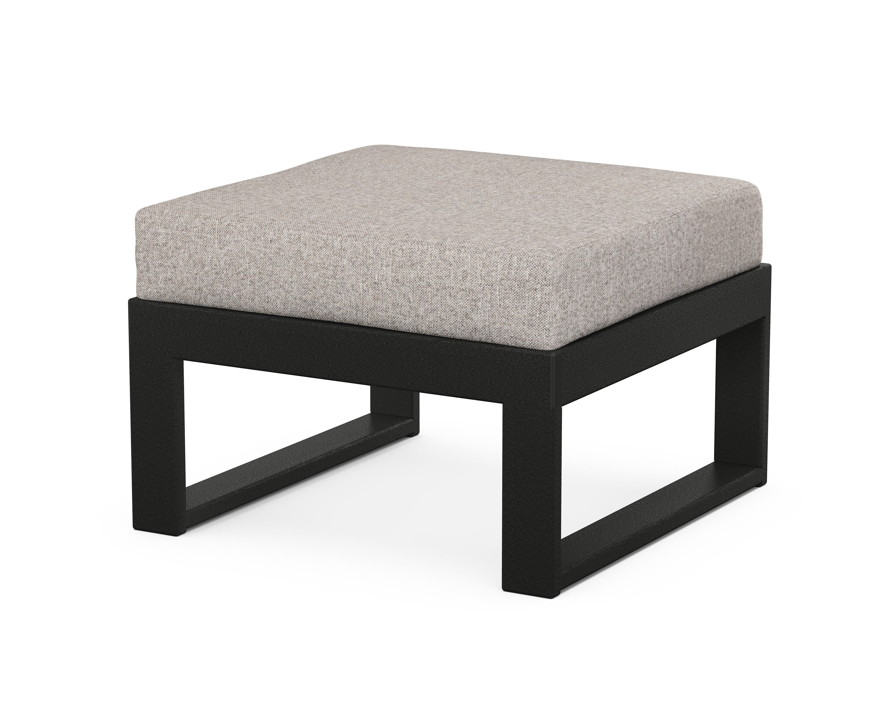 Unbranded Modular Ottoman - Modern in Black / Weathered Tweed