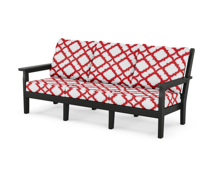 POLYWOOD® Chippendale Deep Seating Sofa in Black / Trellis Crimson