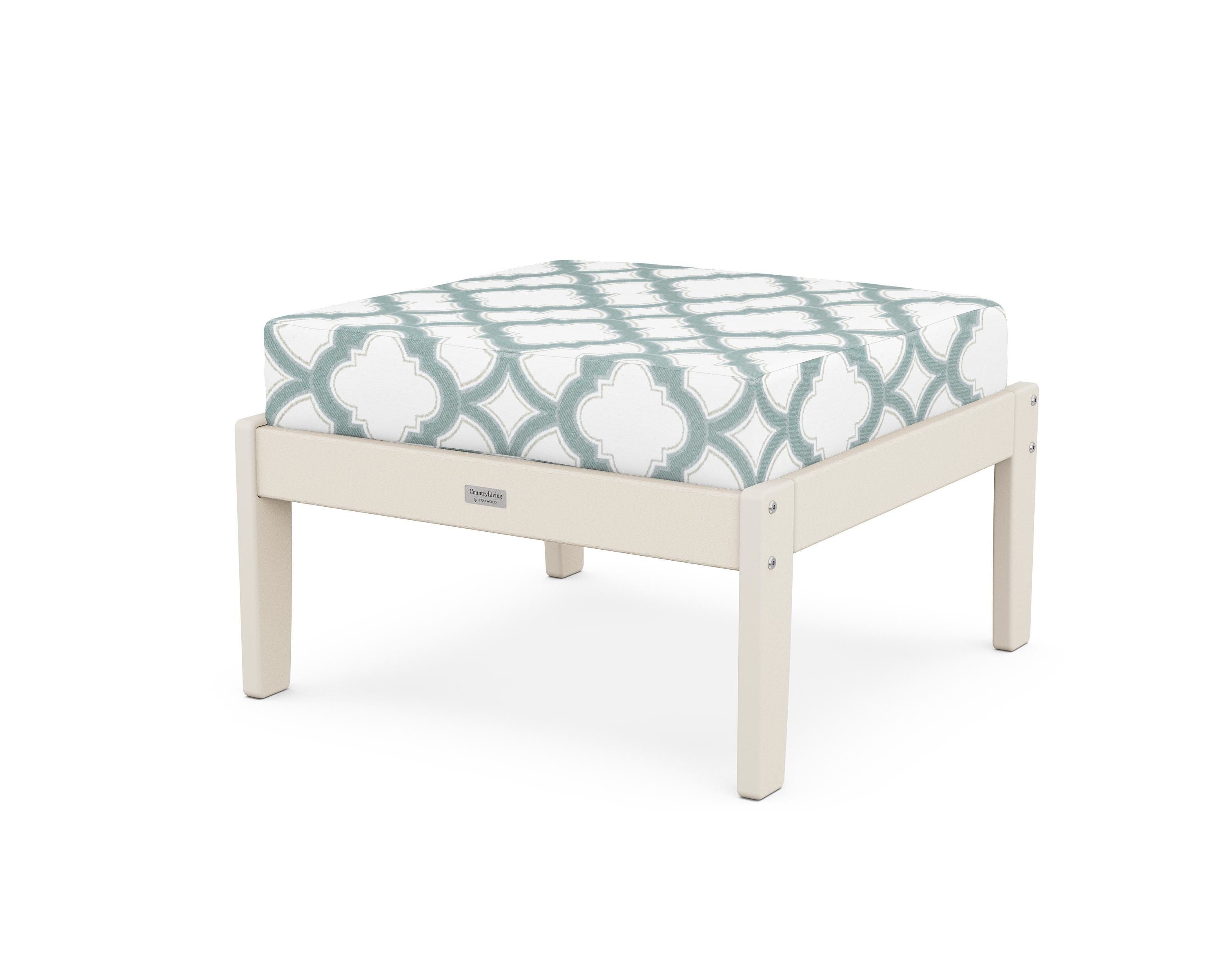 Country Living Cottage Deep Seating Ottoman in Sand / Trellis Glacier Spa