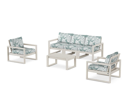 POLYWOOD® EDGE Sectional 4-Piece Deep Seating Set with Sofa in Sand / Leaf Glacier Spa