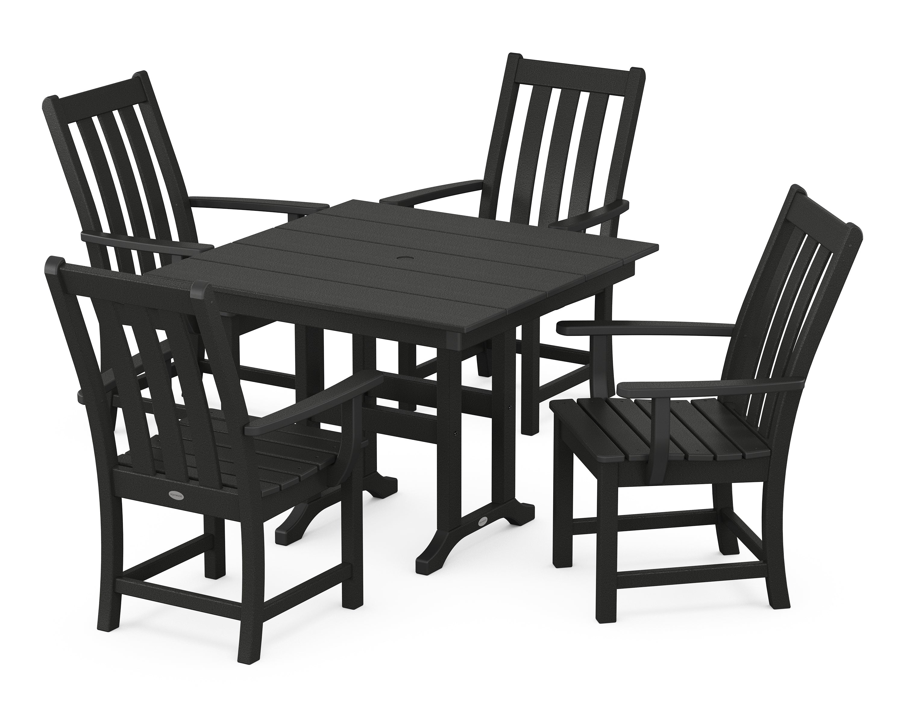 POLYWOOD® Vineyard 5-Piece Farmhouse Dining Set in Black