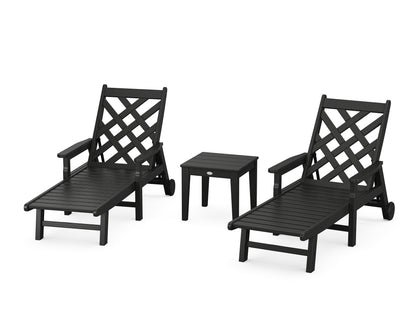 Country Living Wovendale 3-Piece Chaise Set with Arms and Wheels in Black