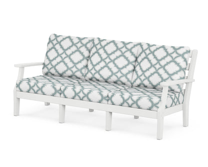 POLYWOOD® Chesapeake Deep Seating Sofa in White / Trellis Glacier Spa