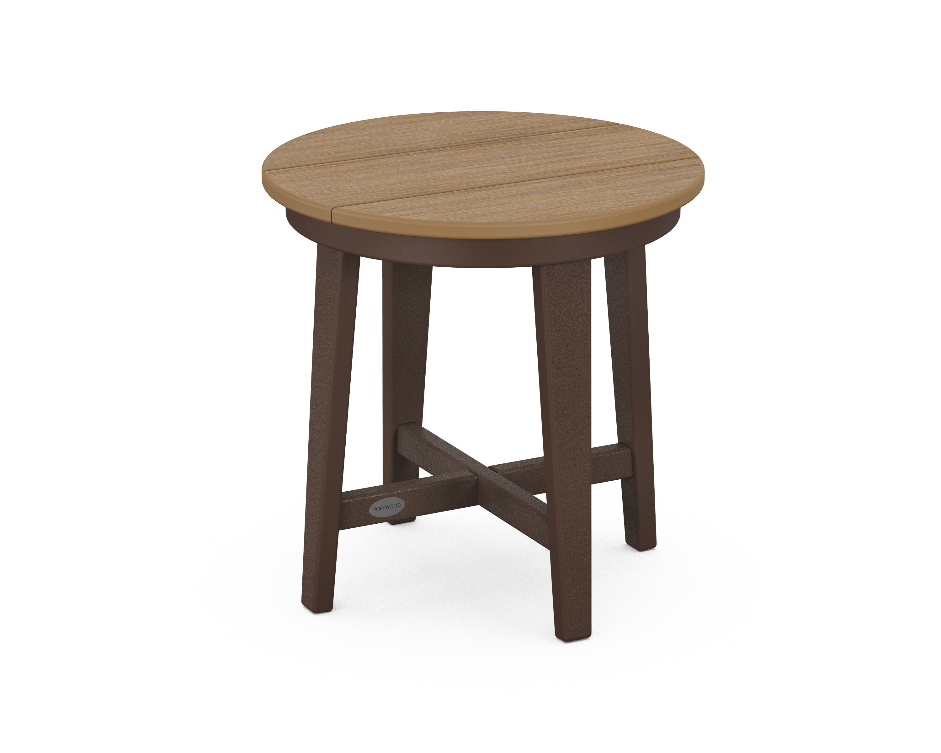 POLYWOOD® Newport 19" Round End Table in Mahogany / Natural