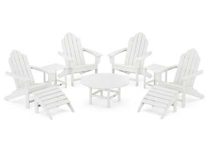 POLYWOOD® Long Island Adirondack 9-Piece Conversation Group in White