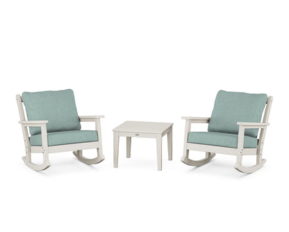 POLYWOOD® Chippendale 3-Piece Deep Seating Rocker Set in Sand / Glacier Spa