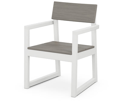 POLYWOOD® EDGE Dining Arm Chair in White / Driftwood