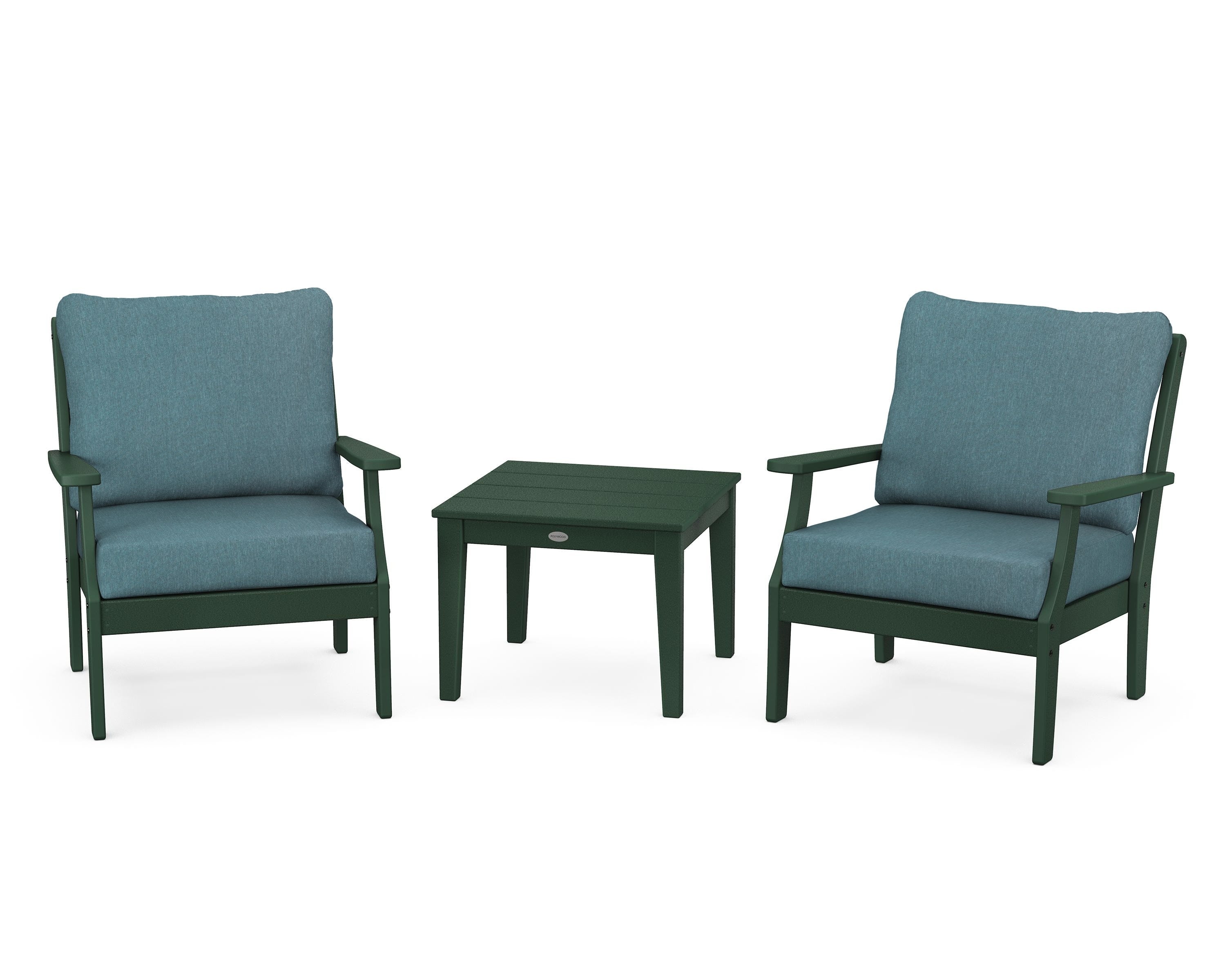 POLYWOOD® Braxton 3-Piece Deep Seating Set in Green / Ocean Teal