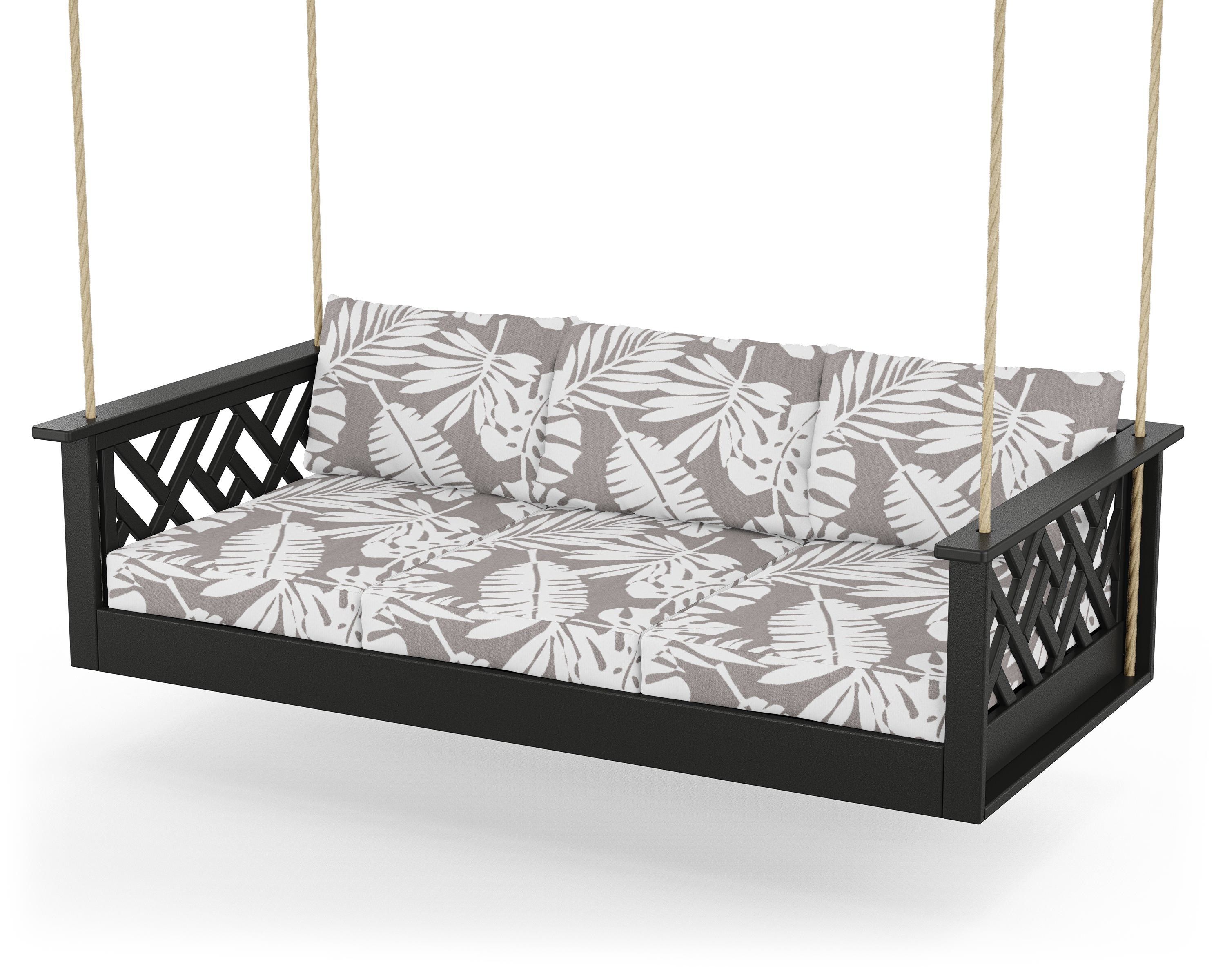 POLYWOOD® Chippendale Daybed Swing in Black / Leaf Grey Mist
