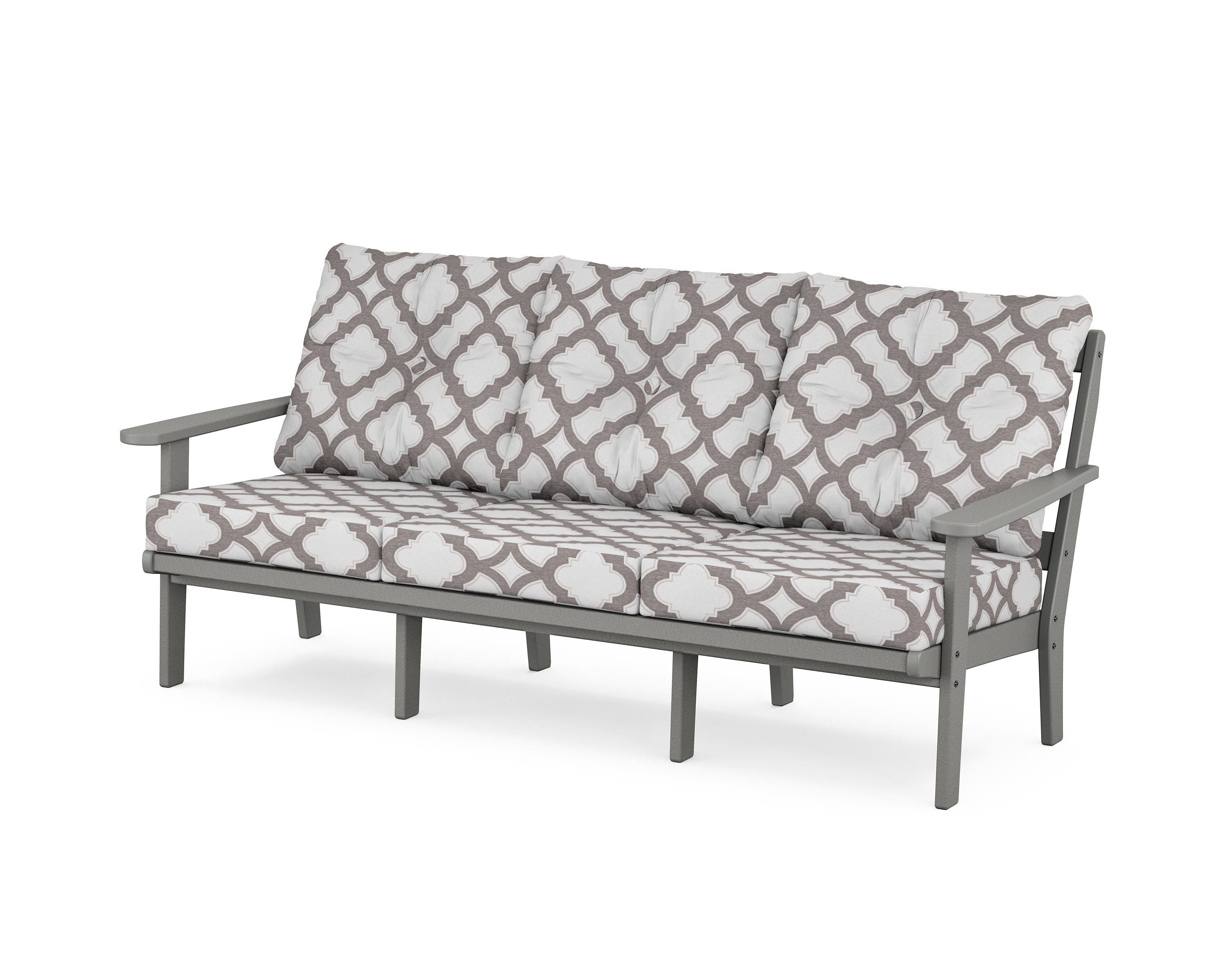 POLYWOOD® Mission Deep Seating Sofa in Slate Grey / Trellis Grey Mist