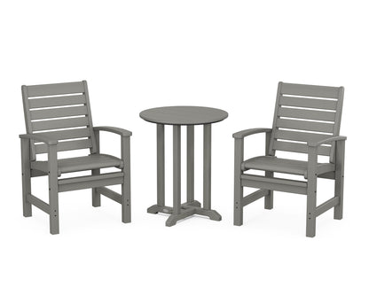 POLYWOOD® Signature 3-Piece Round Farmhouse Bistro Dining Set in Slate Grey