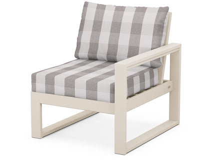 POLYWOOD® EDGE Modular Right Arm Chair in Sand / Buffalo Plaid Grey Mist