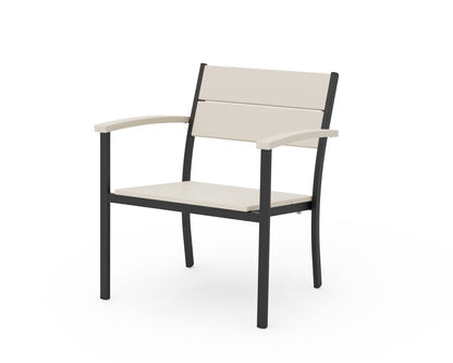 POLYWOOD® Main Street Stacking Lounge Arm Chair in Black / Sand