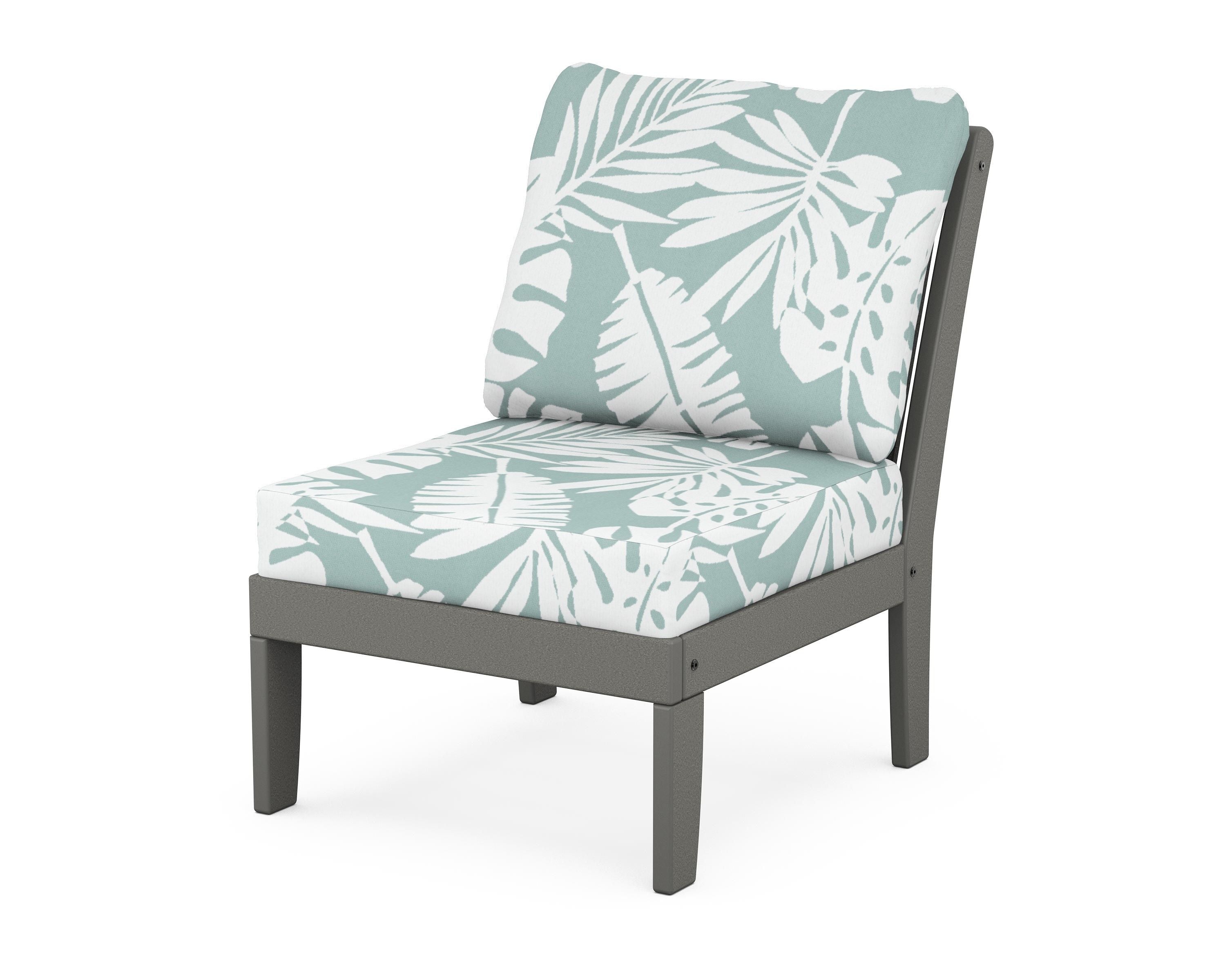 POLYWOOD® Braxton Modular Armless Chair in Slate Grey / Leaf Glacier Spa