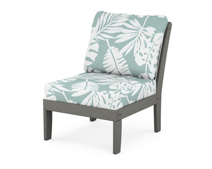 POLYWOOD® Braxton Modular Armless Chair in Slate Grey / Leaf Glacier Spa