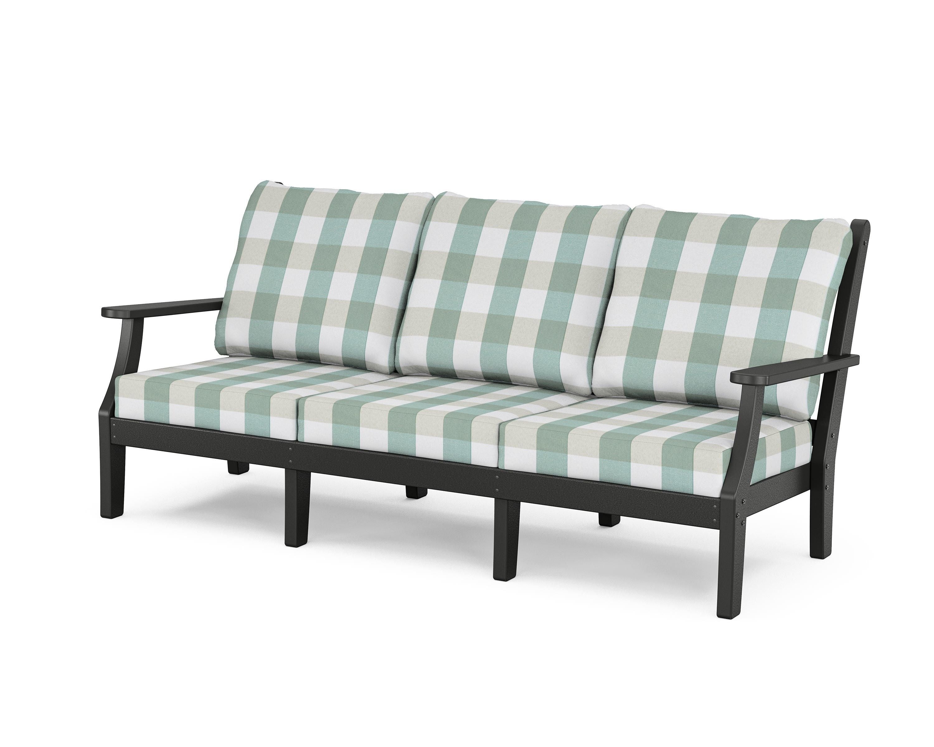 Country Living Wovendale Deep Seating Sofa in Black / Buffalo Plaid Glacier Spa