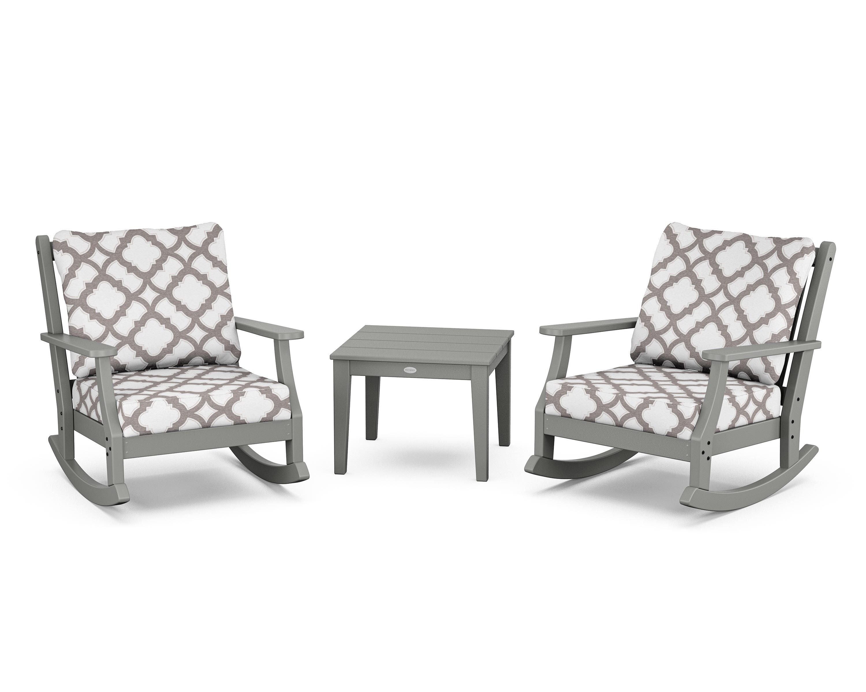 Country Living Wovendale 3-Piece Deep Seating Rocker Set in Slate Grey / Trellis Grey Mist