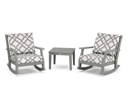 Country Living Wovendale 3-Piece Deep Seating Rocker Set in Slate Grey / Trellis Grey Mist