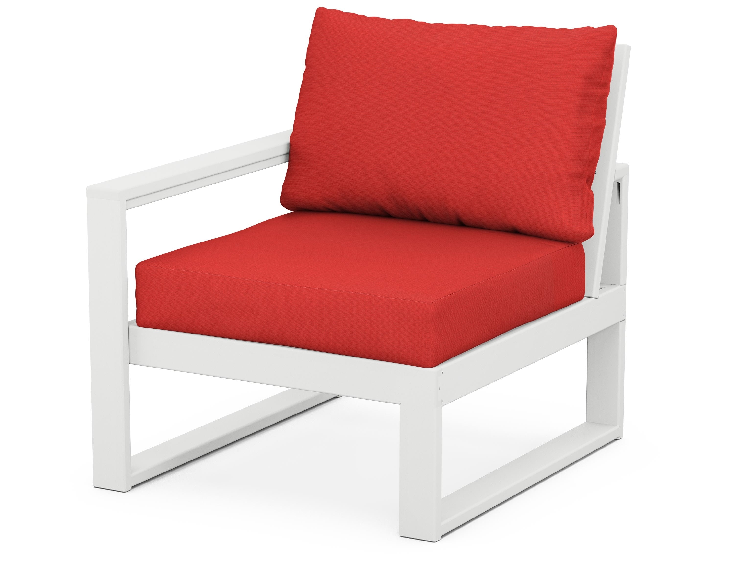 POLYWOOD® EDGE Modular Left Arm Chair in White / Crimson Linen