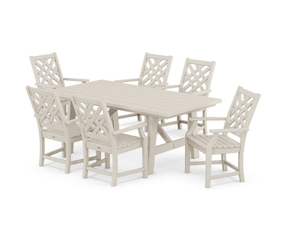 Country Living Wovendale Arm Chair 7-Piece Rustic Farmhouse Dining Set in Sand