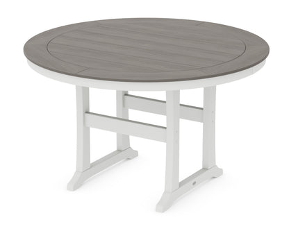 POLYWOOD® Nautical Trestle 60" Round Counter Table in White / Driftwood
