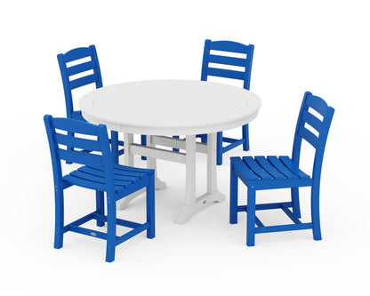 POLYWOOD® La Casa Café 5-Piece Side Chair Dining Set in Pacific Blue / White