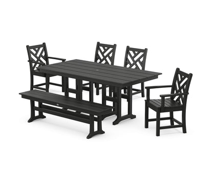 POLYWOOD® Chippendale 6-Piece Farmhouse Dining Set in Black