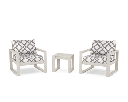 POLYWOOD® EDGE Sectional 3-Piece Deep Seating Set in Sand / Trellis Grey Mist