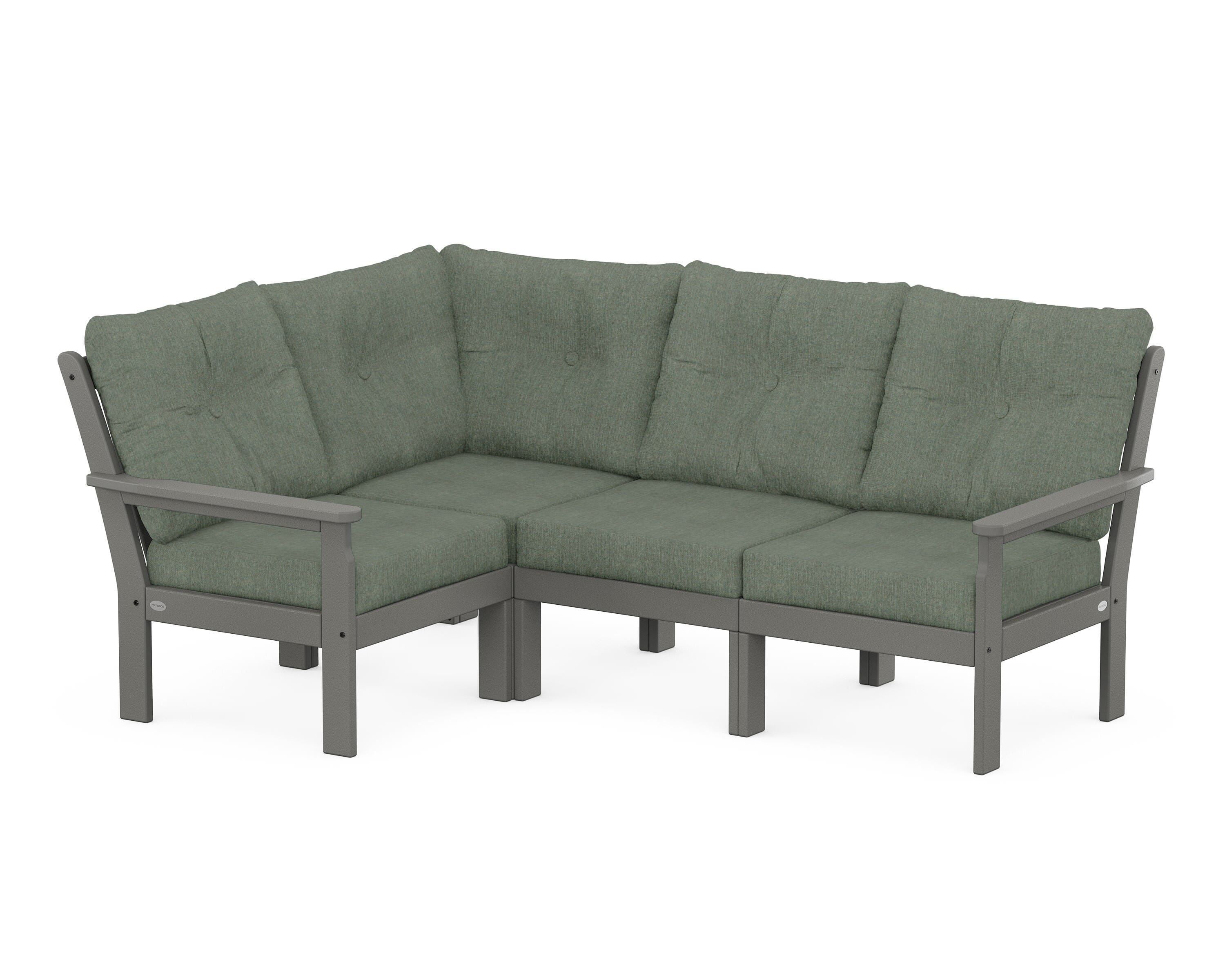 POLYWOOD® Vineyard 4-Piece Sectional in Slate Grey / Cast Sage