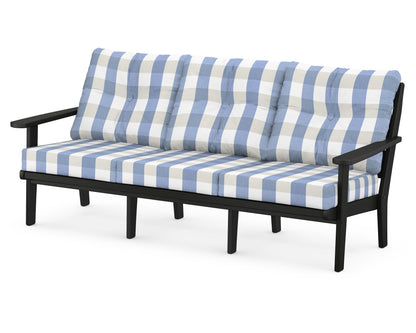 POLYWOOD® Lakeside Deep Seating Sofa in Black / Buffalo Plaid Sky Blue