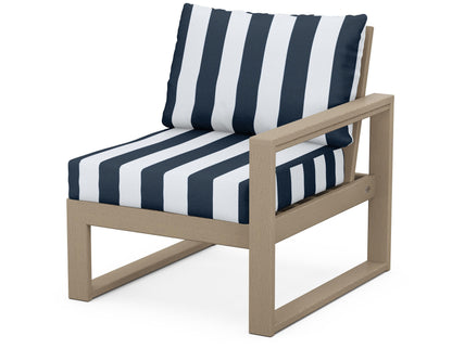 POLYWOOD® EDGE Modular Right Arm Chair in Vintage Sahara / Cabana Stripe Marine Indigo