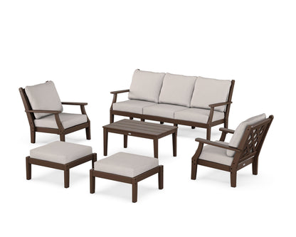 Country Living Wovendale 6-Piece Lounge Sofa Set in Mahogany / Dune Burlap