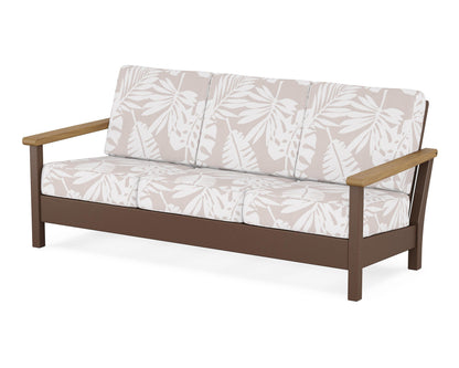 POLYWOOD® Harbour Deep Seating Sofa in Mahogany / Natural / Leaf Dune Burlap