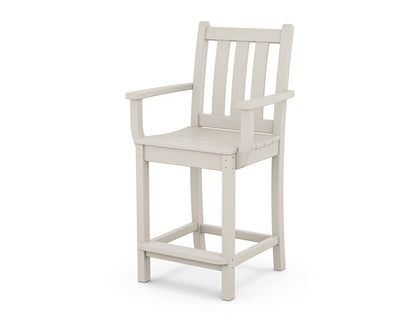 POLYWOOD® Traditional Garden Counter Arm Chair in Sand