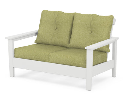 POLYWOOD® Prescott Deep Seating Loveseat in White / Chartreuse Boucle