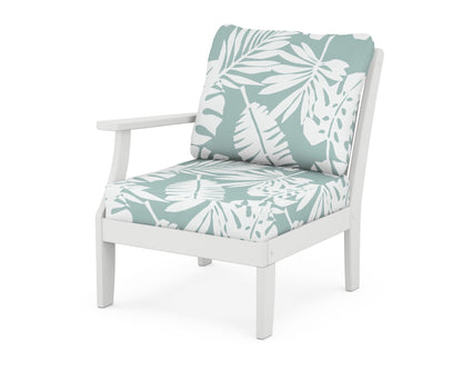 POLYWOOD® Braxton Modular Left Arm Chair in White / Leaf Glacier Spa