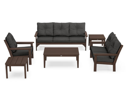 POLYWOOD® Vineyard 6-Piece Deep Seating Set in Mahogany / Spectrum Carbon