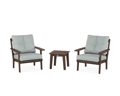 POLYWOOD® Oxford 3-Piece Deep Seating Set in Mahogany / Spa