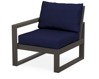 POLYWOOD® EDGE Modular Left Arm Chair in Vintage Coffee / Navy