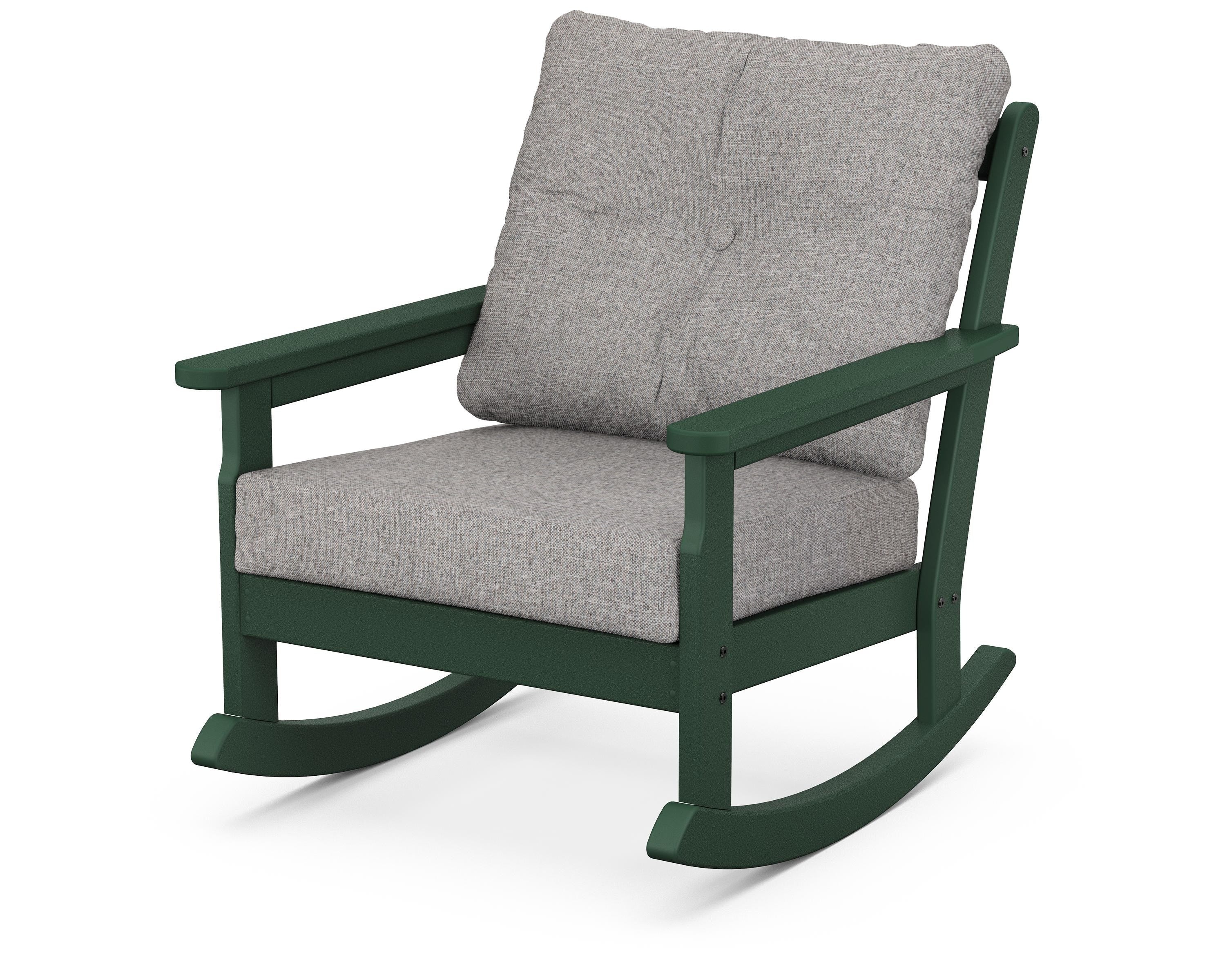 POLYWOOD® Vineyard Deep Seating Rocking Chair in Green / Grey Mist