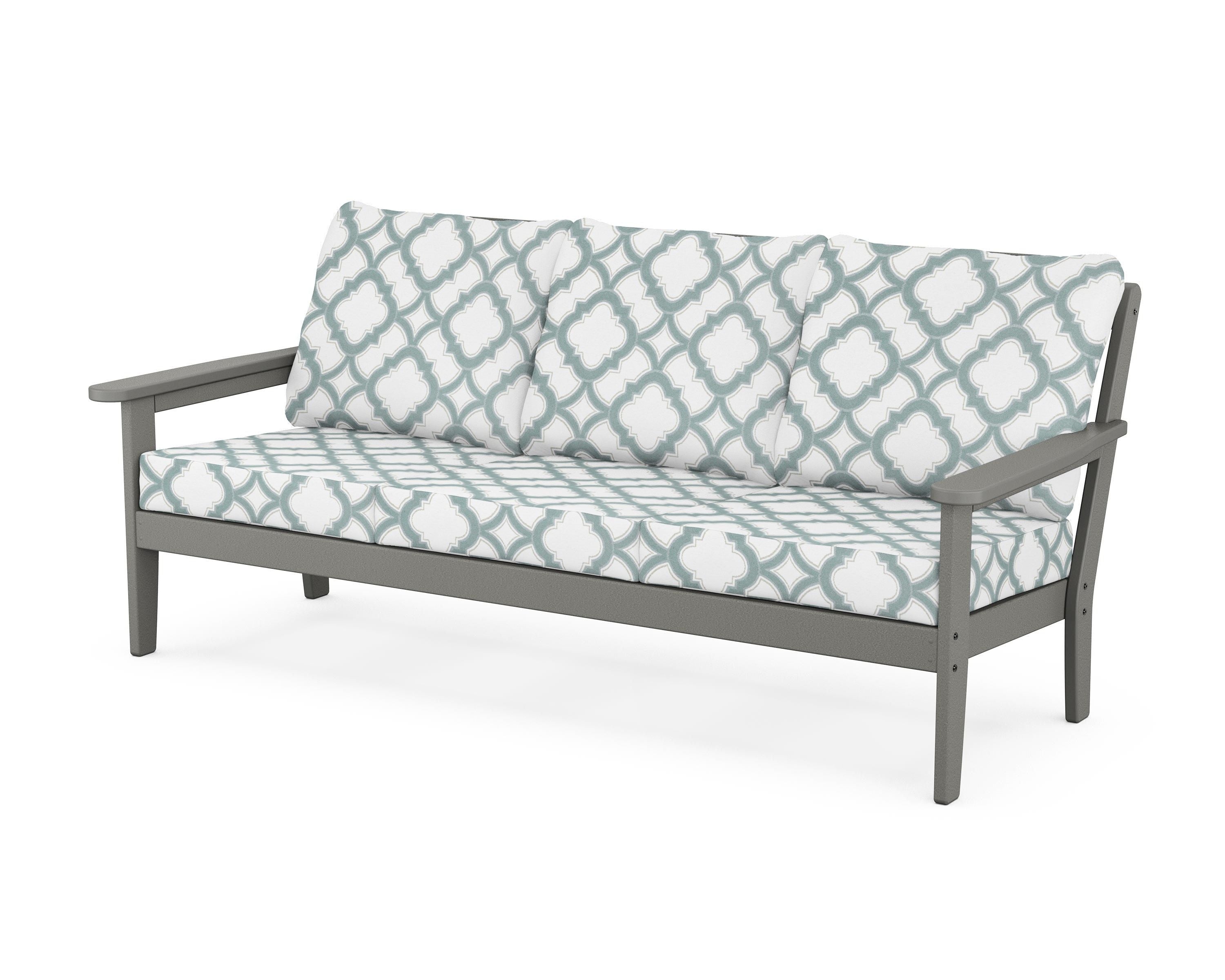 Country Living Cottage Deep Seating Sofa in Slate Grey / Trellis Glacier Spa