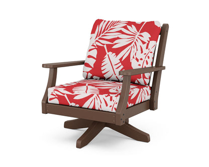 Country Living Wovendale Deep Seating Swivel Chair in Mahogany / Leaf Crimson