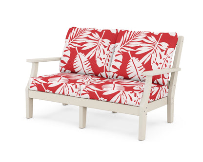 Martha Stewart by POLYWOOD® Chinoiserie Deep Seating Loveseat in Sand / Leaf Crimson