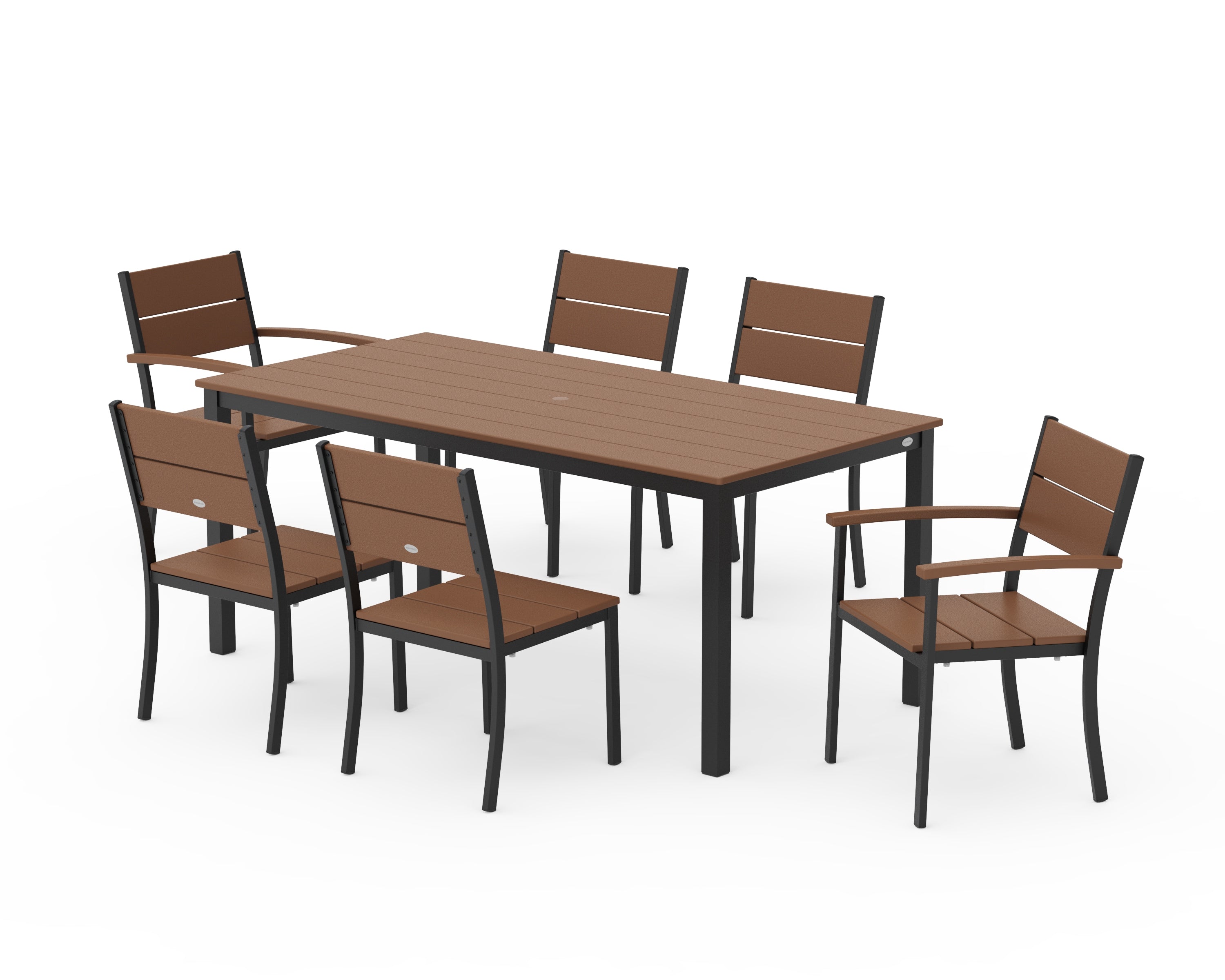 POLYWOOD® Main Street 7-Piece Dining Set in Black / Teak