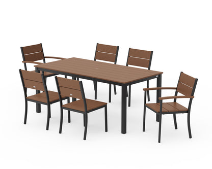 POLYWOOD® Main Street 7-Piece Dining Set in Black / Teak