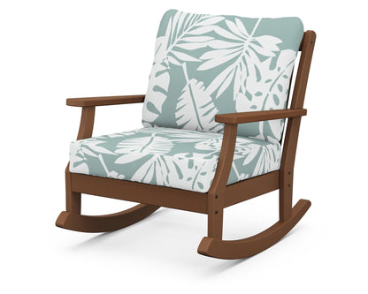 POLYWOOD® Braxton Deep Seating Rocking Chair in Teak / Leaf Glacier Spa