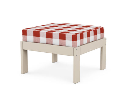 POLYWOOD® Vineyard Modular Ottoman in Sand / Buffalo Plaid Crimson