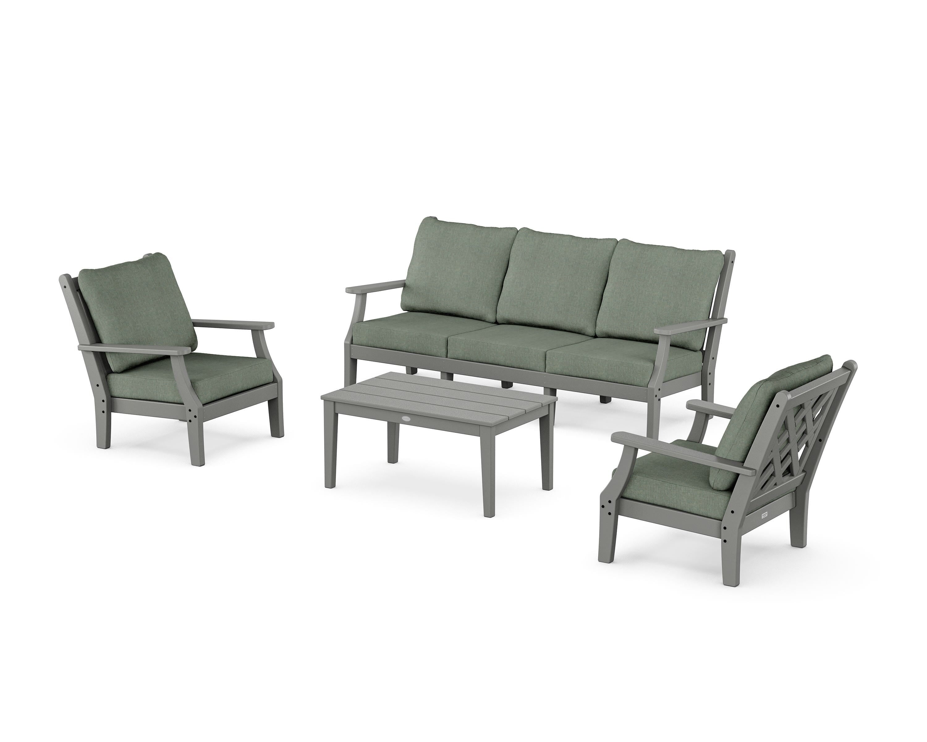Country Living Wovendale 4-Piece Deep Seating Set with Sofa in Slate Grey / Cast Sage