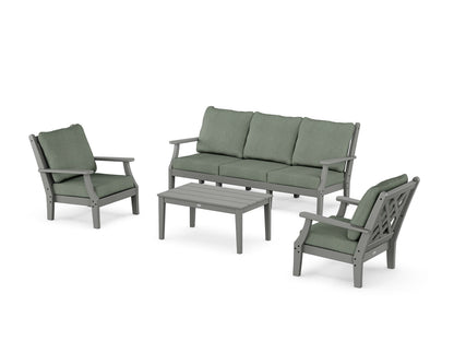 Country Living Wovendale 4-Piece Deep Seating Set with Sofa in Slate Grey / Cast Sage